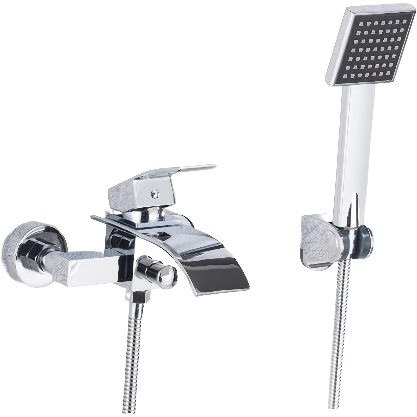 Image of Bathtub Faucet, Bathtub Shower Faucet, Wall-mounted Bathtub Faucet, Wall-mounted Bathtub Faucet With Spout, With Hand-held Shower, Golden/black/electroplated