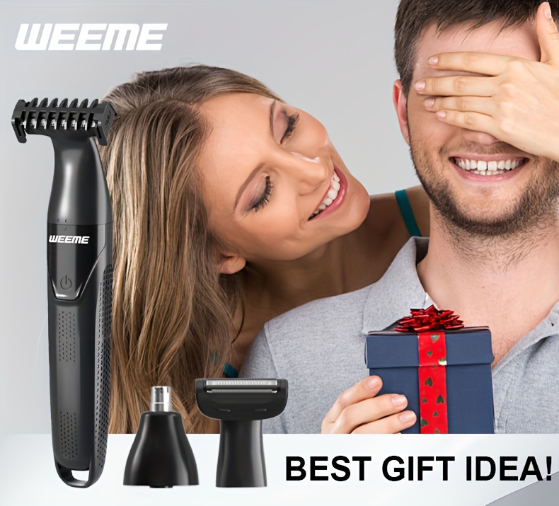 WEEME 3-в-1 Универсален електрически комплект за бръснене - Подходящ за мъже и жени - Двуфункционален USB тример, безболезнено устройство за премахване на косми, подходящ за подмишници, крака, ръце, брада, бикини линии и чувствителни зони, идеален подарък