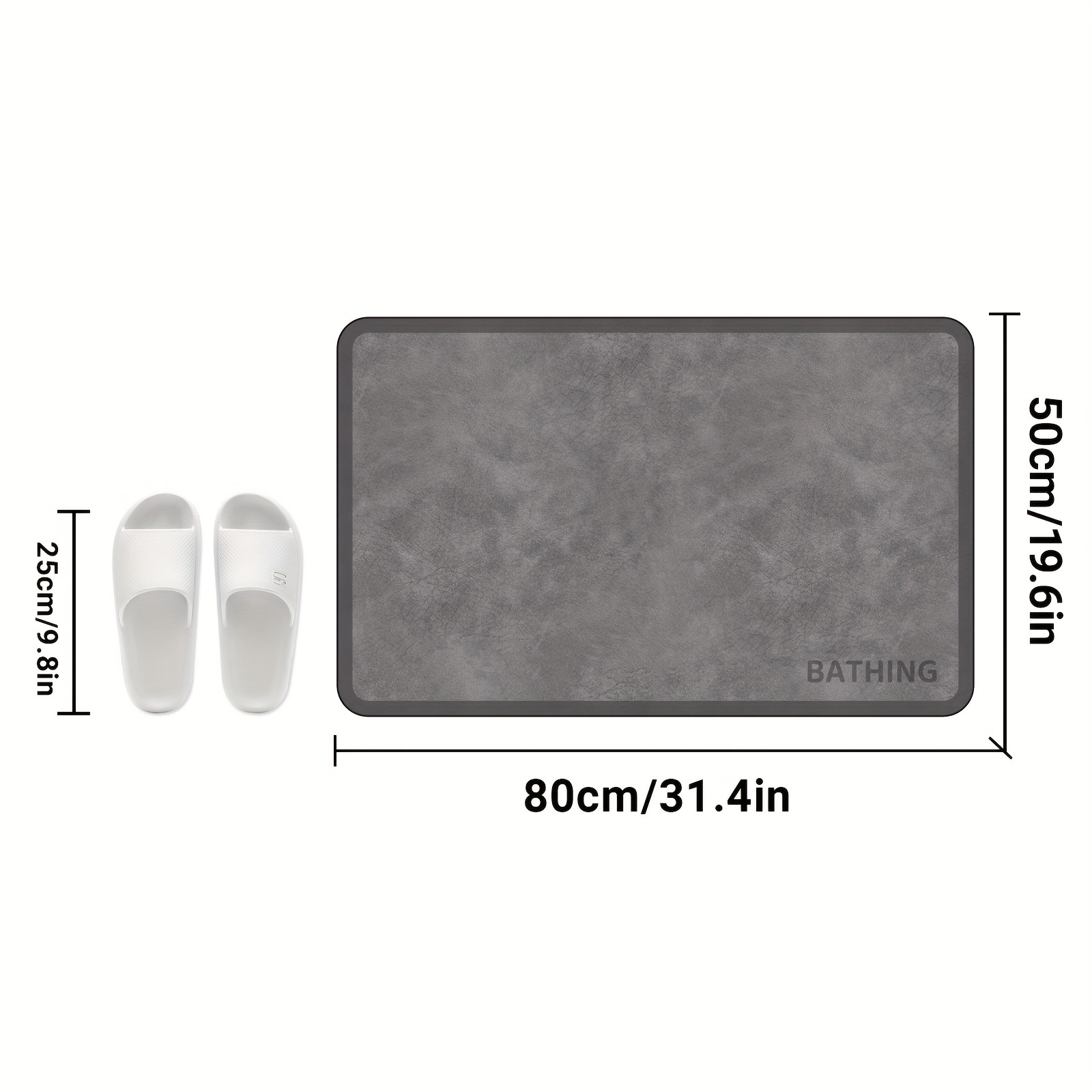 TEMU 1pc Of Quick-drying, Soft, And Absorbent Bath Mat With A Rubber Non-slip Backing, Suitable For Bathrooms, Kitchens, And Living Rooms As A