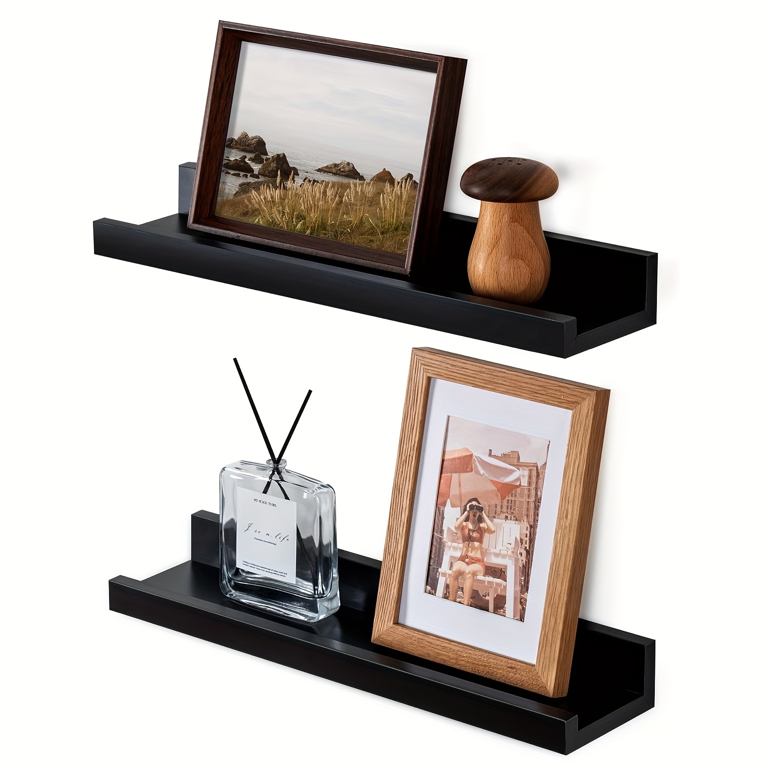 2pcs Small Wall Mounted Floating Racks for Picture Display