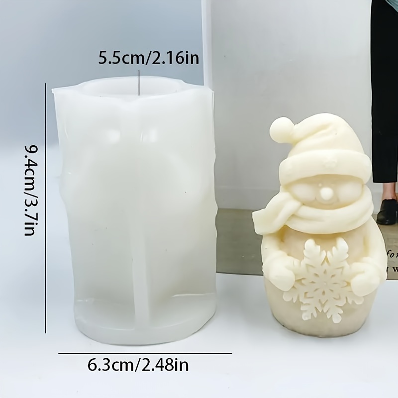 Christmas Halloween A 3d Three-dimensional Christmas Snowman Aromatherapy Candle Mold, Resin Snowman Holding Snowflake Christmas Tree Mold Home Decoration