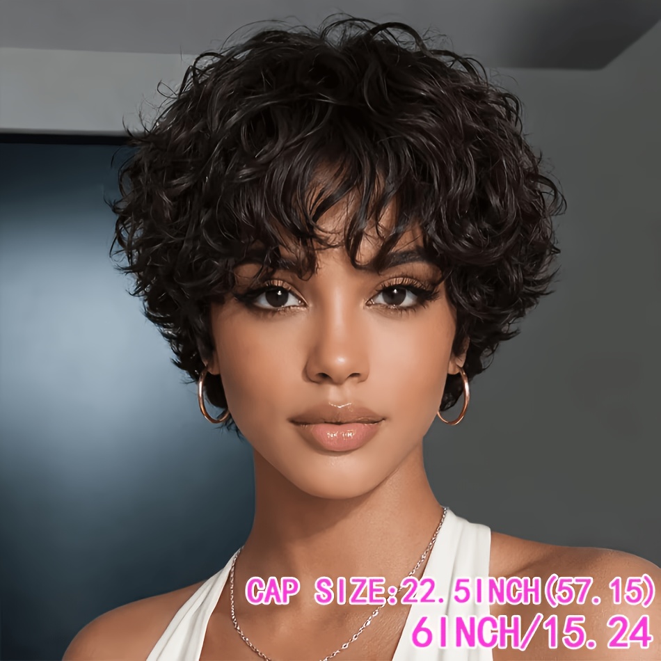 TEMU OPQHAIR Perruque en Cheveux Humains Brésiliens, Coupe Courte Colle avec Bonnet Élastique , Instantanée Adhésif et à , Volume Total et Haute ,