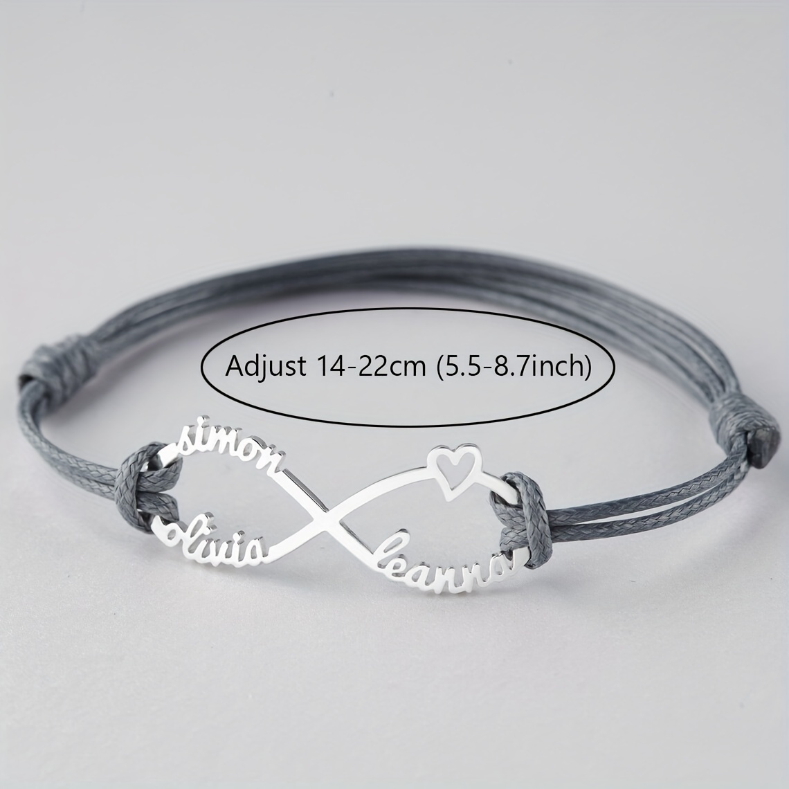 Personalized Mom Infinity Rope Bracelet with 1-4 Names