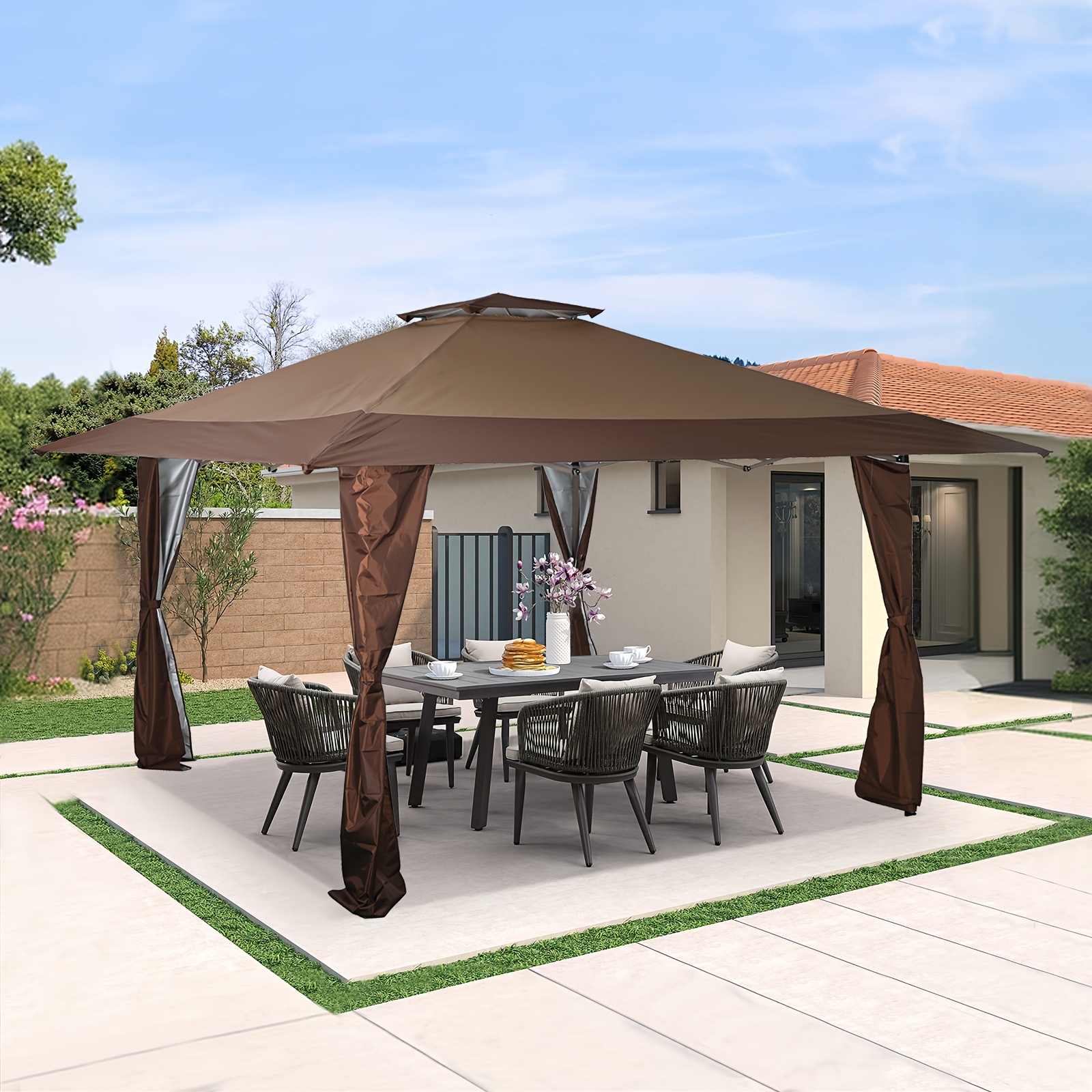 

13'x13' Sun Shade Gazebo With Hardware Kits, Gazebo Shade For Patio Outdoor Garden Events