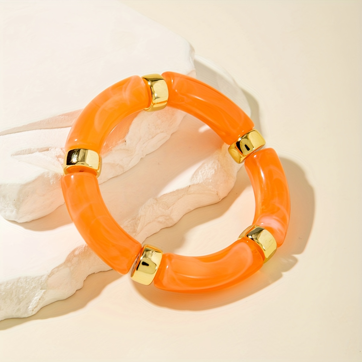 TEMU 1 braccialetto da donna , individuale, , gamma, con cordino elastico in acrilico , per feste di moda come regalo per