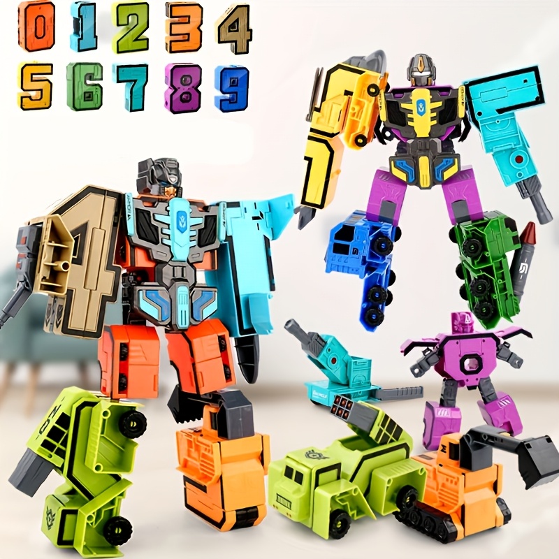 Resim 0-9 Dijital Dönüşüm Robotu Eğitici Montaj Yapı Blokları Grafik Yapı Blokları Çocukların Dönüştürülebilir Oyuncakları 