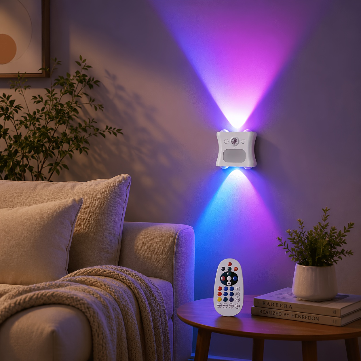 TEMU New Rgb Four-cat Eye Sensor Wall Light, Usb Rechargeable, With Remote Control (aaa Batteries Not Included), Smart Sensor Night Light, 16