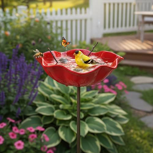 1 metal flower bird bath a metal floral bird bath and pollinating insect watering station that you can place anywhere in flower beds lawn edges garden borders or decorative planters
