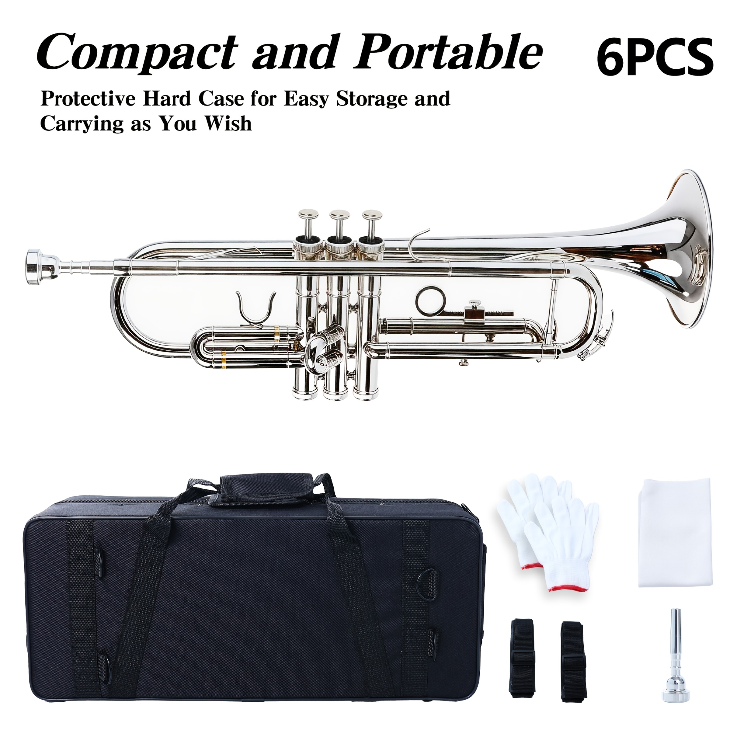 new bb brass trumpet set silvery nickel plated   ideal for beginners advanced players   exams stage band use rust proof loud tone full additions great holiday gift