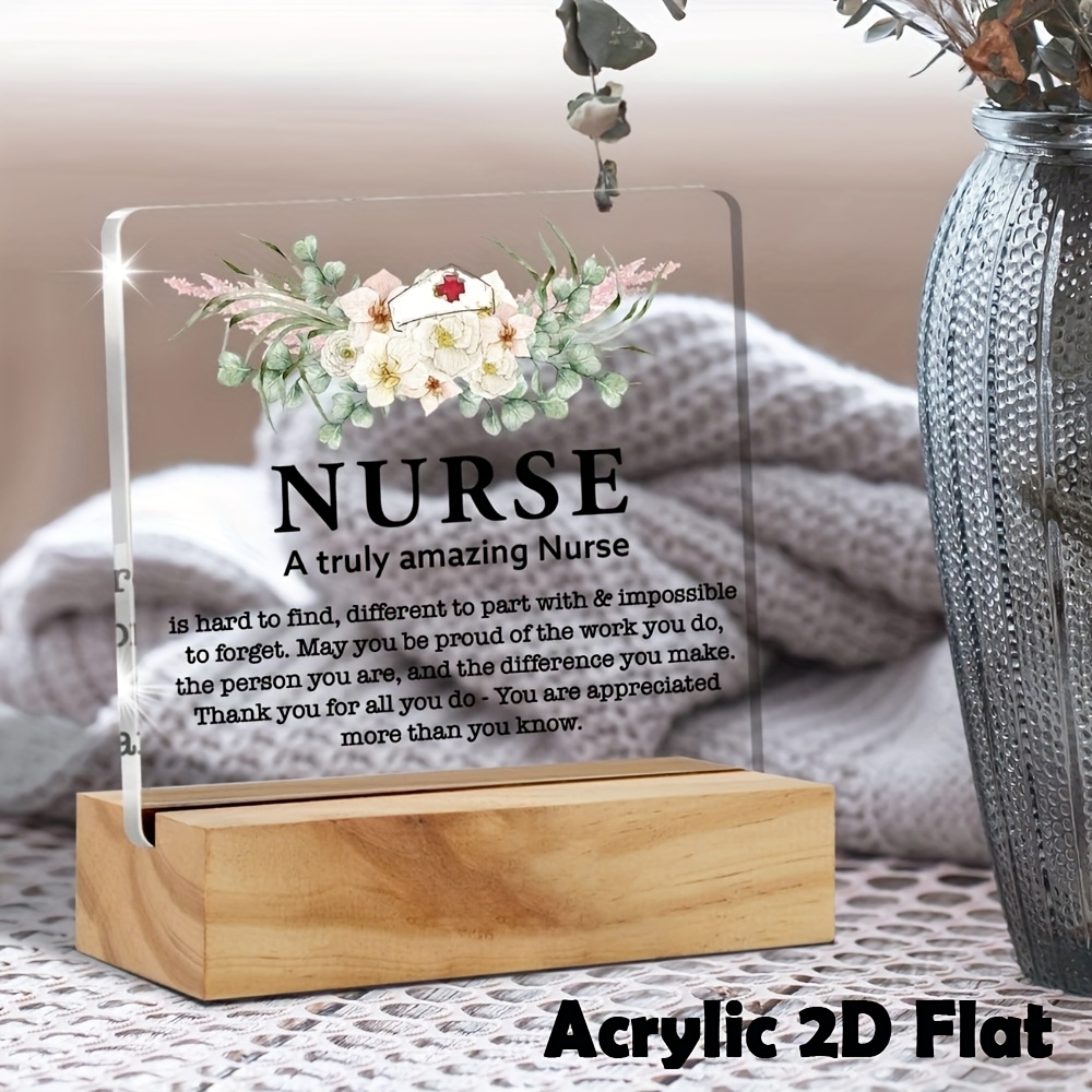 TEMU [2d Flat] Acrylic 2d Flat 1pc, Amazing Nurse Acrylic Desk Plaque Sign - Appreciation Gift