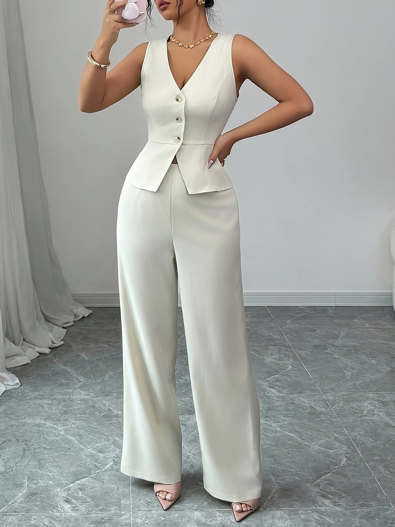 Chaleco Traje Formal Con Pantalon Para Mujer Conjunto Chaleco