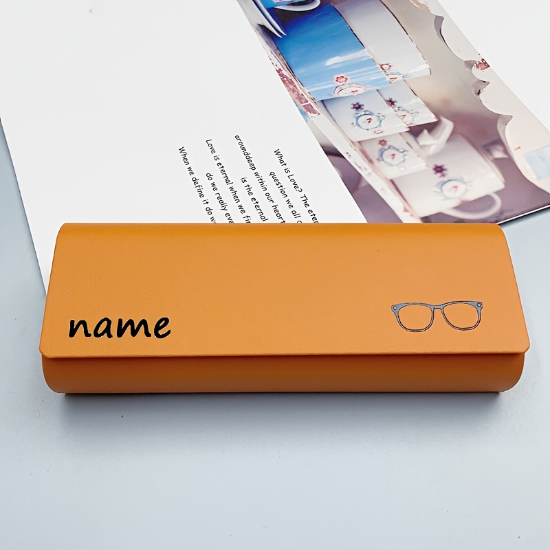 TEMU Personalized Laser-custom Glasses Case - Name/text - Elegant Eyeglass Box With Scratch-resistant Hard Shell, For Glasses, Reading Glasses, -