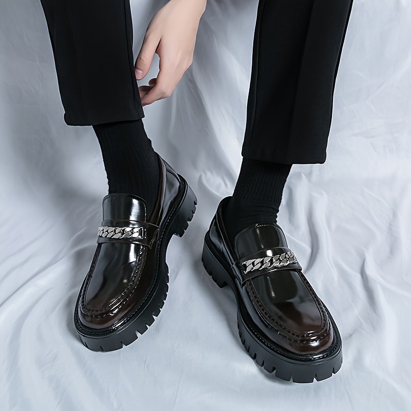 mens trendy slip chunky loafer shoes comfy non slip rubber Temu