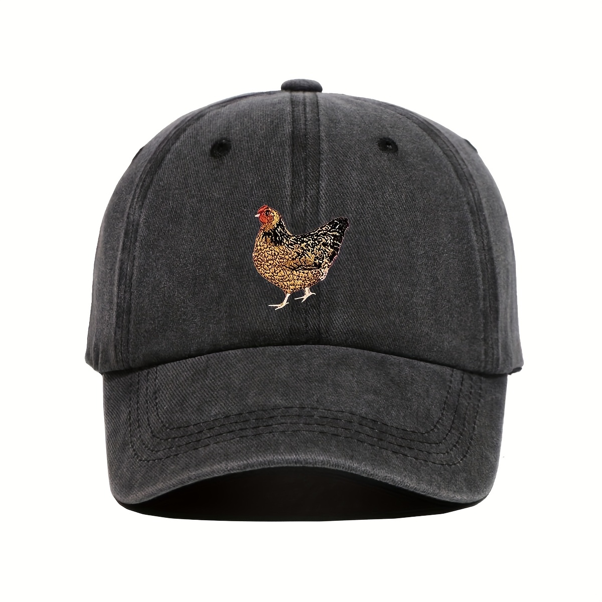TEMU 1pc Chicken Print Baseball - Adjustable, Breathable, Lightweight Polyester Material - Perfect For Golf, Unisex Fashion Curved Brim Hat. Travel