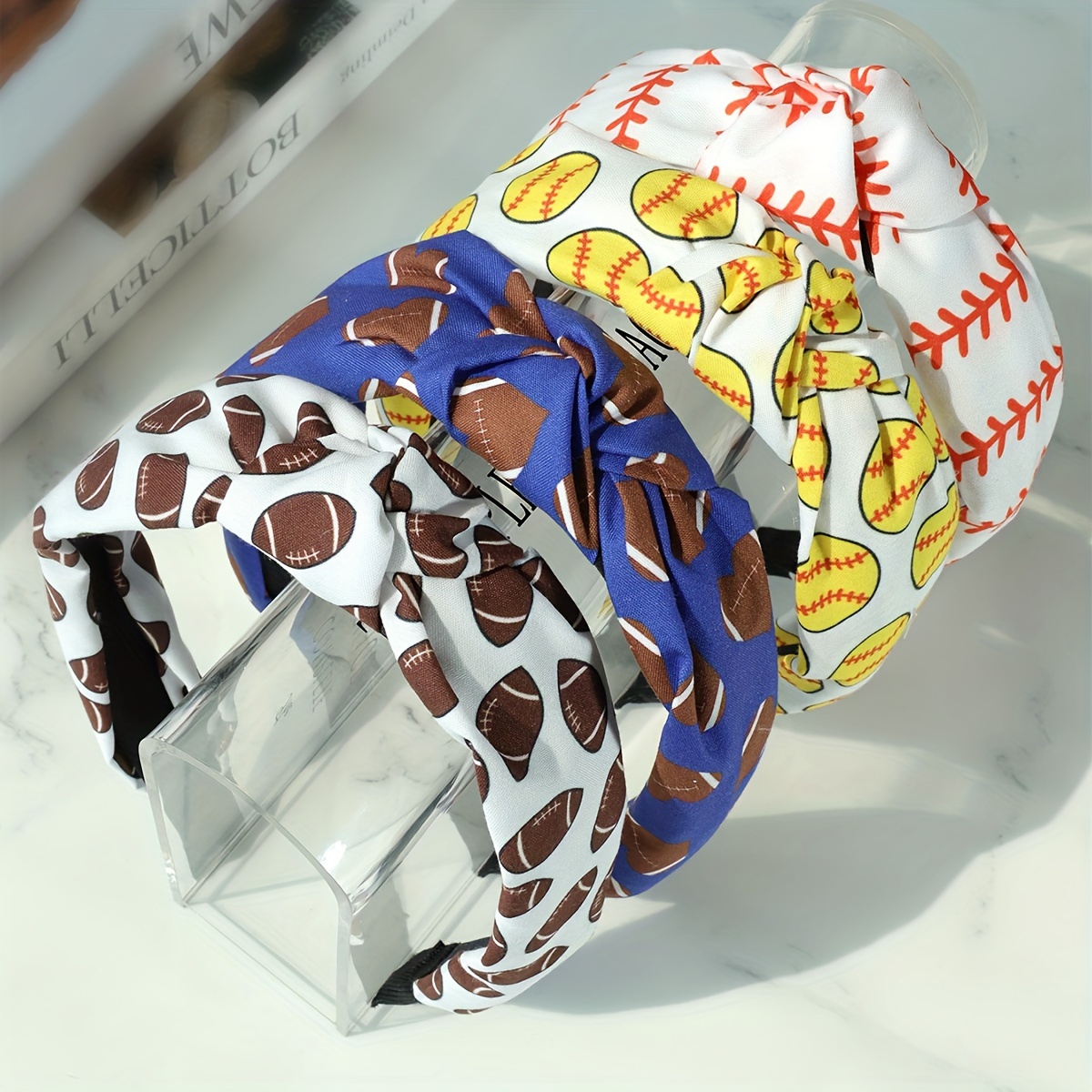 

4pcs Rugby Pattern Headbands For Rugby Printed Pattern Accessories