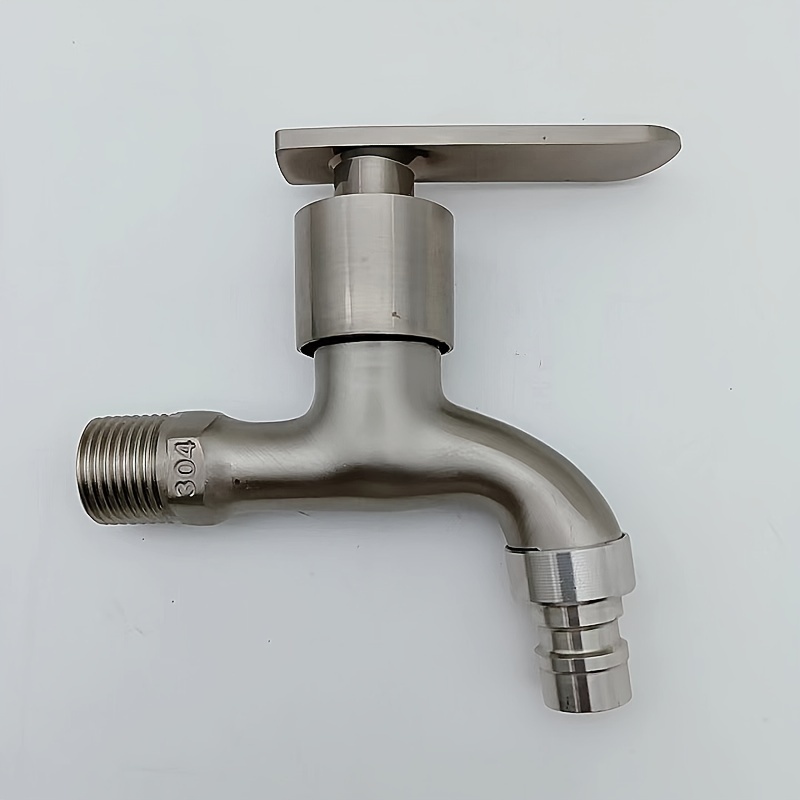 Image of 1pc 304 Stainless Steel Faucet, Washing Machine Connection Faucet, Home Kitchen Bathroom Stainless Steel Faucet, Outdoor Garden Faucet, Quick Opening Needle Faucet