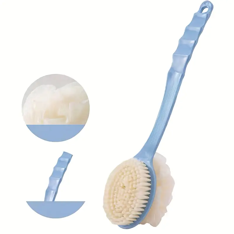 lightweight design pink long handled soft bristle bath brush multi functional 2 in 1 mud scrubbing and back massage tool gentle exfoliation for exfoliation dualfunction brush comfortable use Product details 8