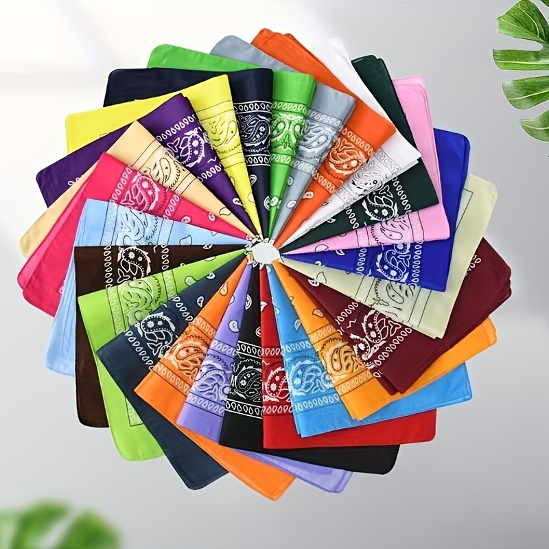 E-shop 12 Stück Unisex quadratische Schals – Pashmina-Druck Hip-Hop--Dance-Stirnbänder, zufällige lebendige Farben, geeignet für Outdoor-Wandern,