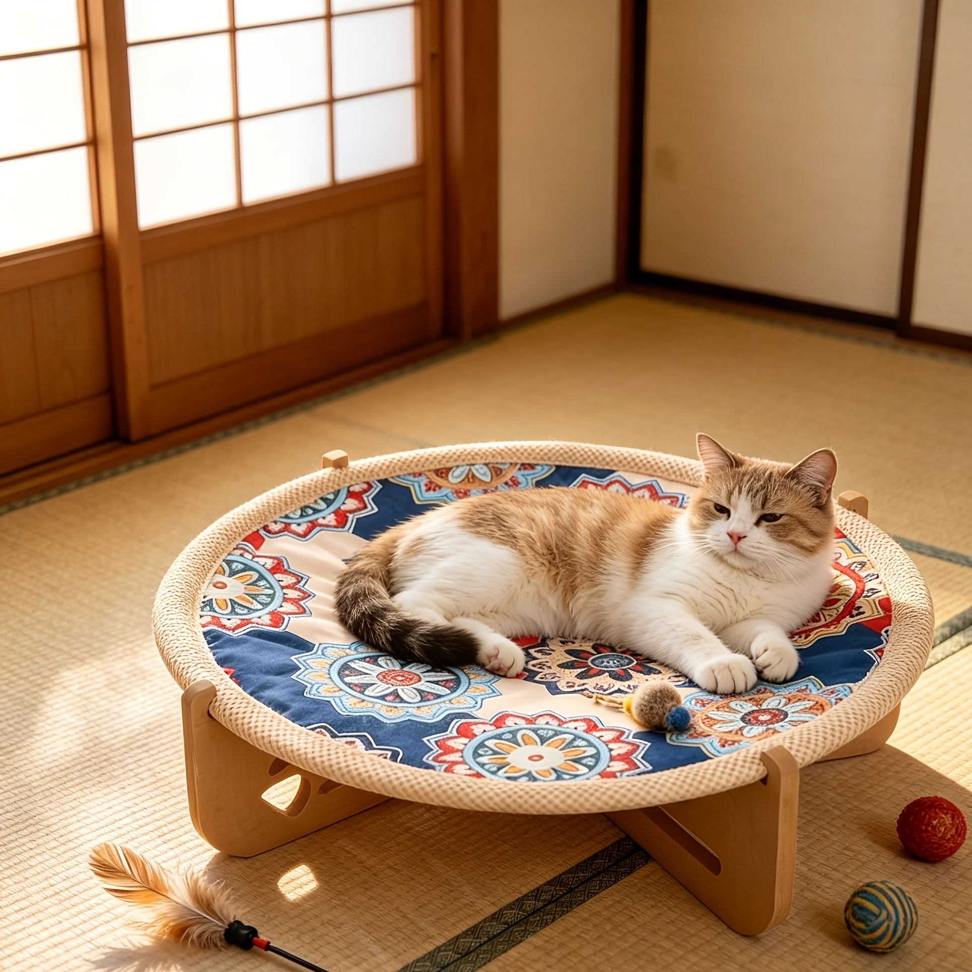TEMU 【商品名】猫 ベッド 猫用 ベッド オール対応 通気性抜群 夏でも息が通じて息苦しくない 耐摩耗性と傷つきにくい 毛玉が付きにくい 特に猫の爪の研ぎと休息のために設計された 安定した構造で変形しにくい サイズは