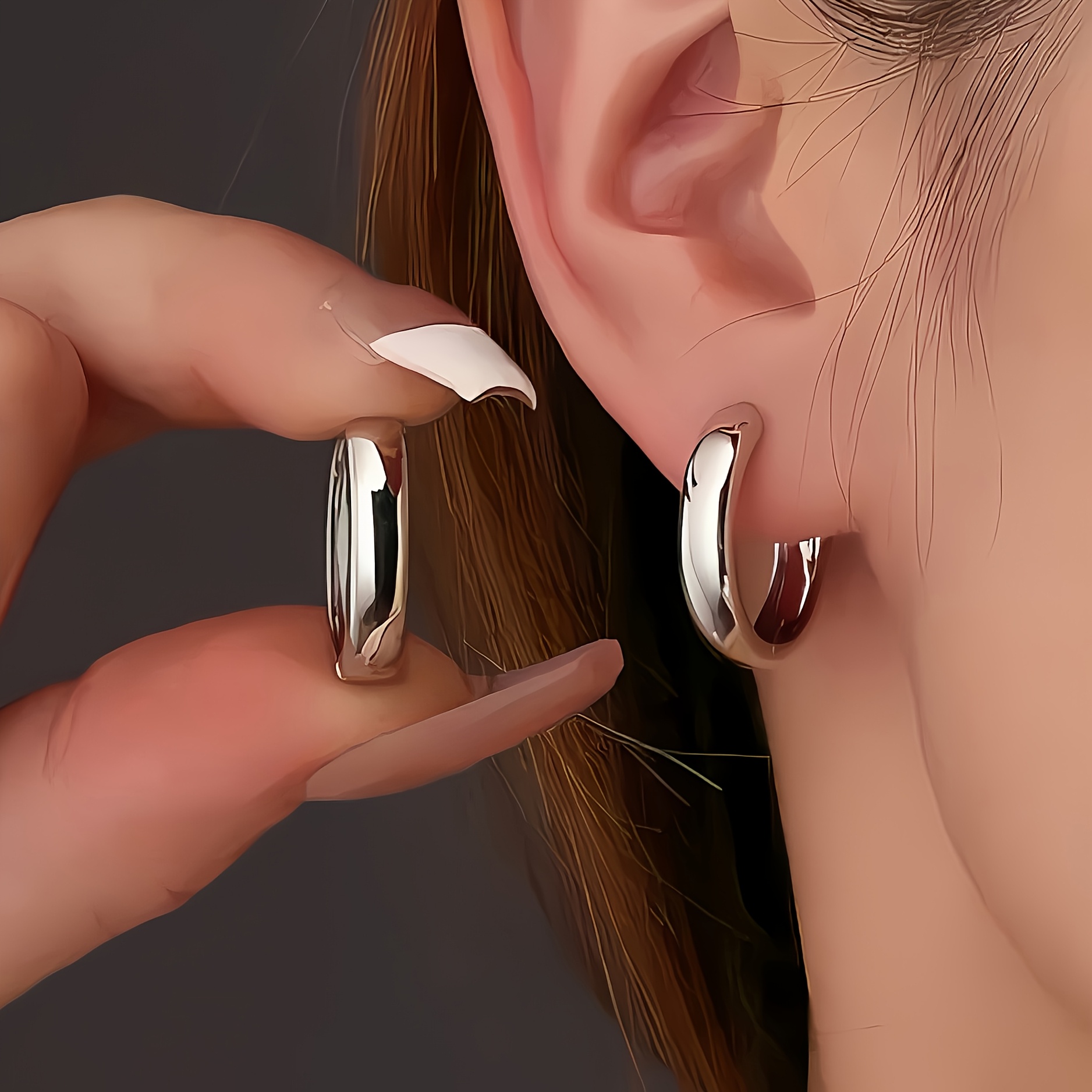 TEMU Hypoallergenic Stainless Steel Hoop Earrings, Comfortable And Versatile, Simple And Elegant, High-quality Fashion Earrings For Women, Daily Wear