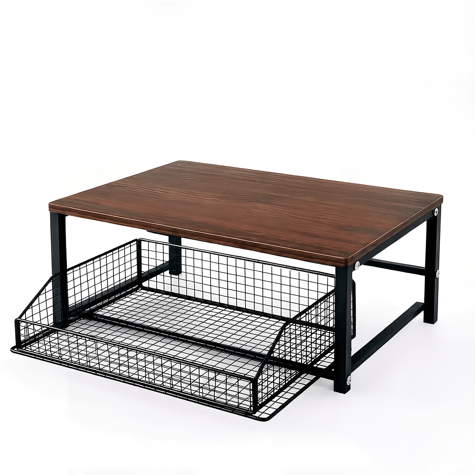 TEMU Organizador de encimera de cocina, cesta extraíble, estante para cafetera, estante de mesa de nivel, gran capacidad compartimentada, engrosado