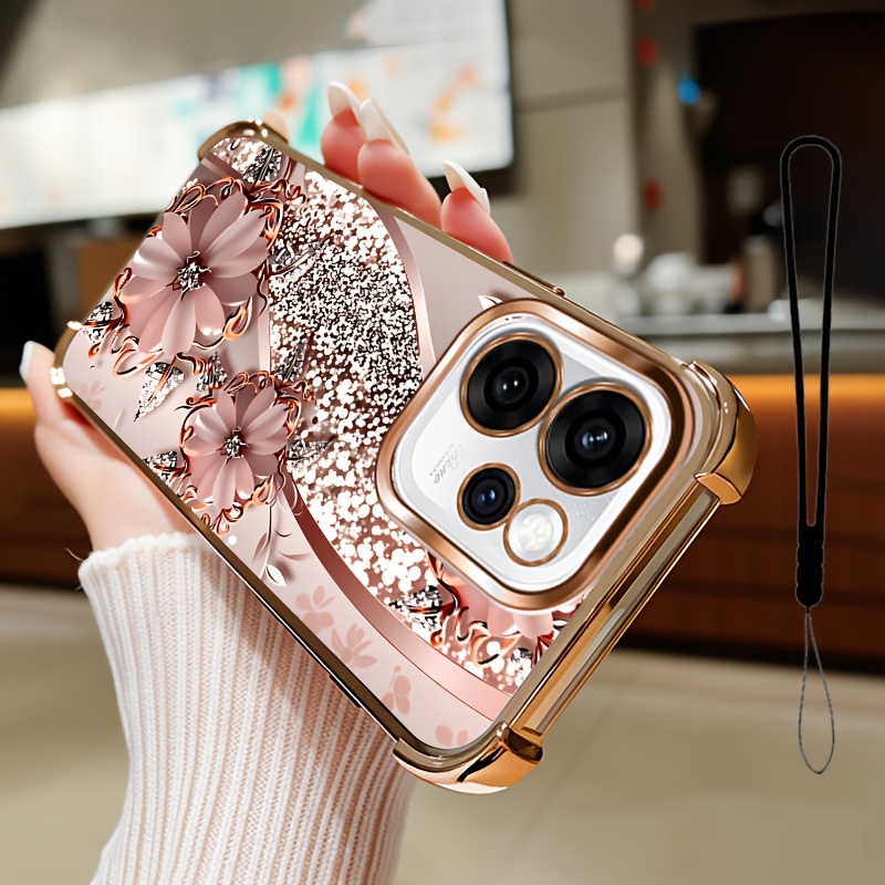TEMU Phone Case - Compatible With Oppo Reno15f 5g/oppo Reno15/oppo Reno15 Pro/reno 15c, Sparkle Trendy Aesthetic Lanyard Phone Case, 2pcs Set: 1 Soft