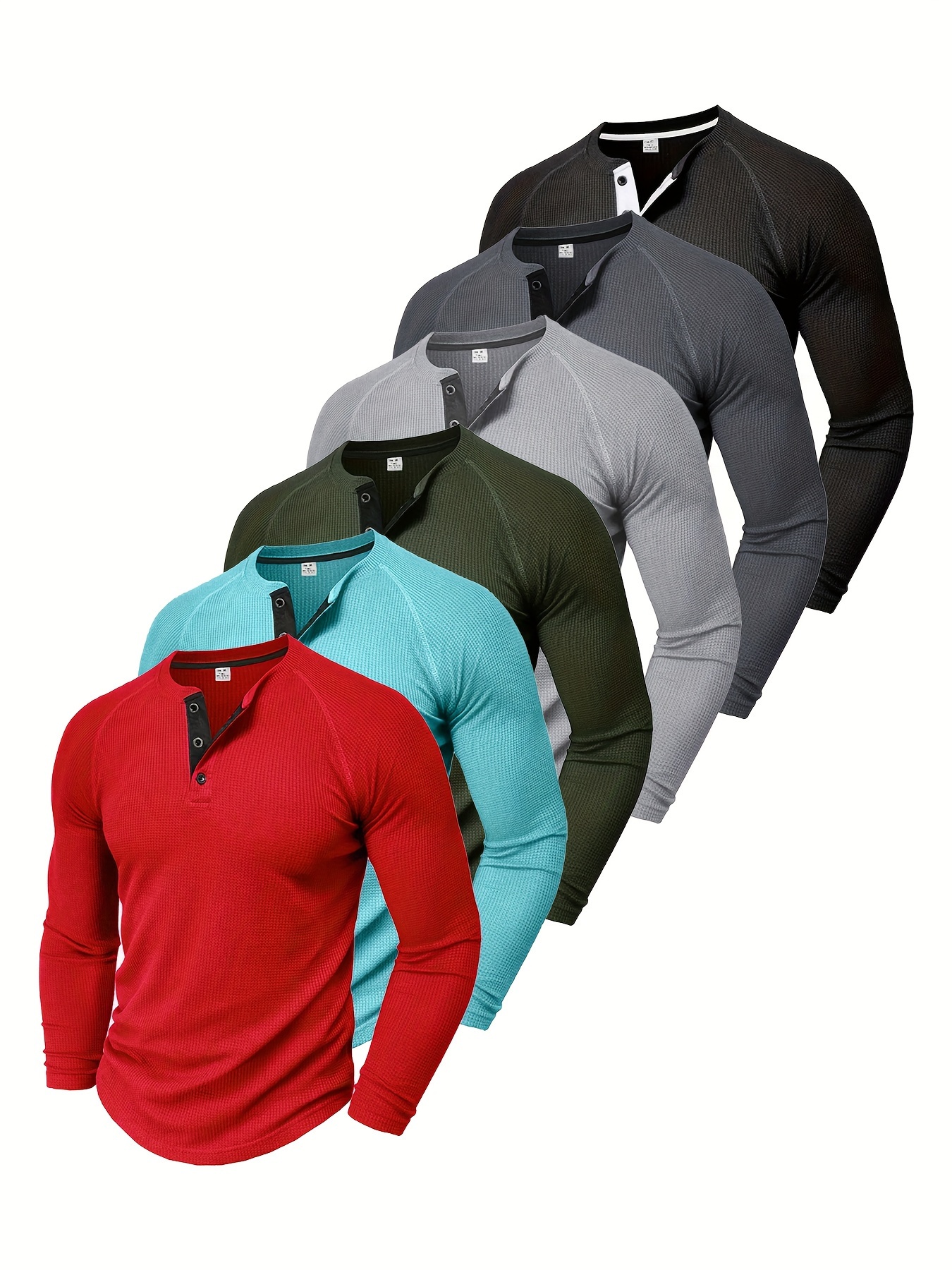 mannen losvallend   henley shirt, ronde hals halfknoop lange mouw shirt voor lente- en herfstactiviteiten buiten 2