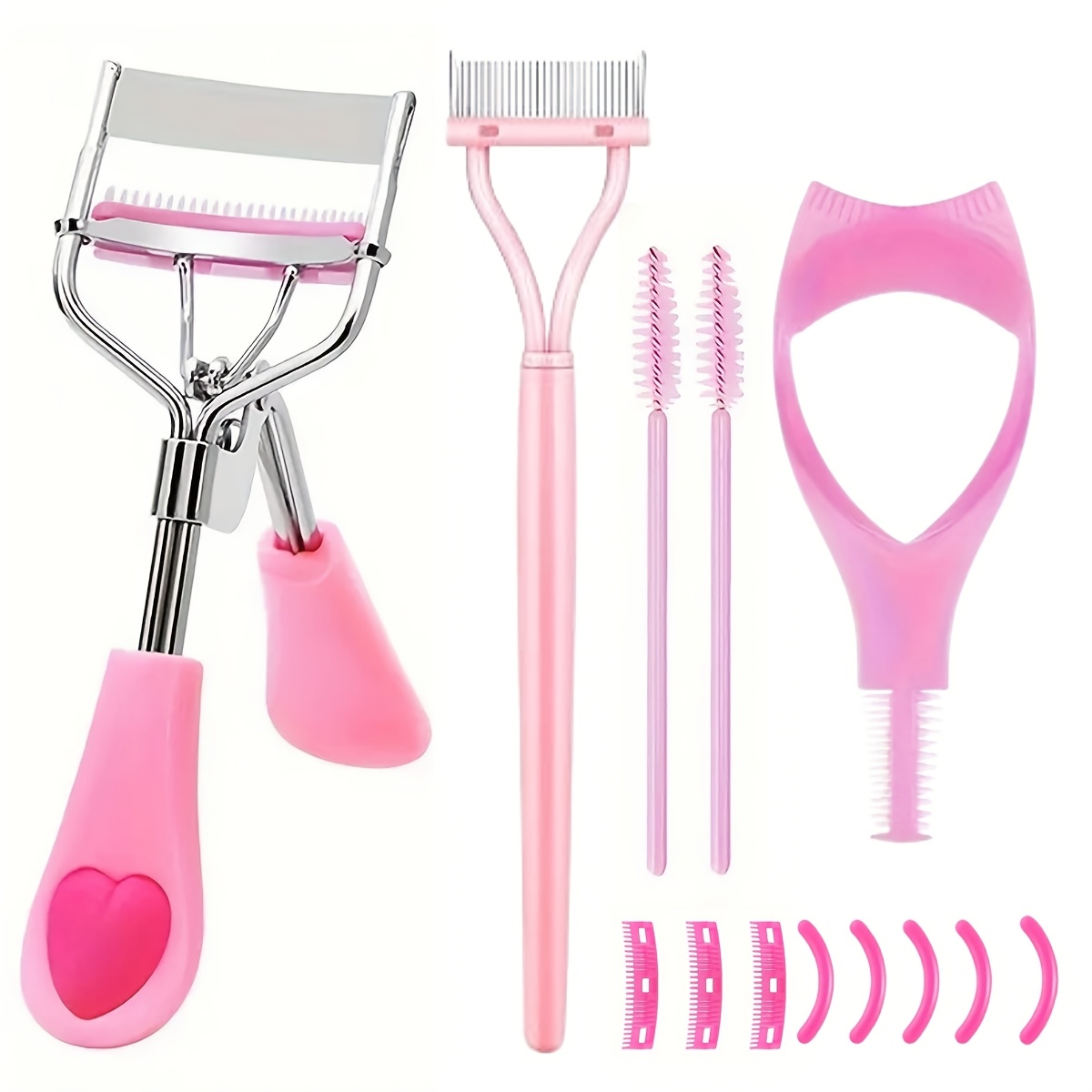 TEMU 13pcs Eyelash Curler Tools Set Classic Portable Eyelash Curler Equipped With 1 Comb, 1 Divider 3 Clips 5 Replacement Pads Dramatic Eyelash