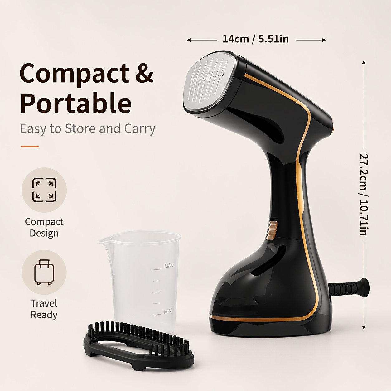 TEMU Stiratrice a vapore portatile da 320ML, 1780W, con riscaldamento in 20 secondi, potente strumento per stirare a vapore e rimuovere le pieghe per