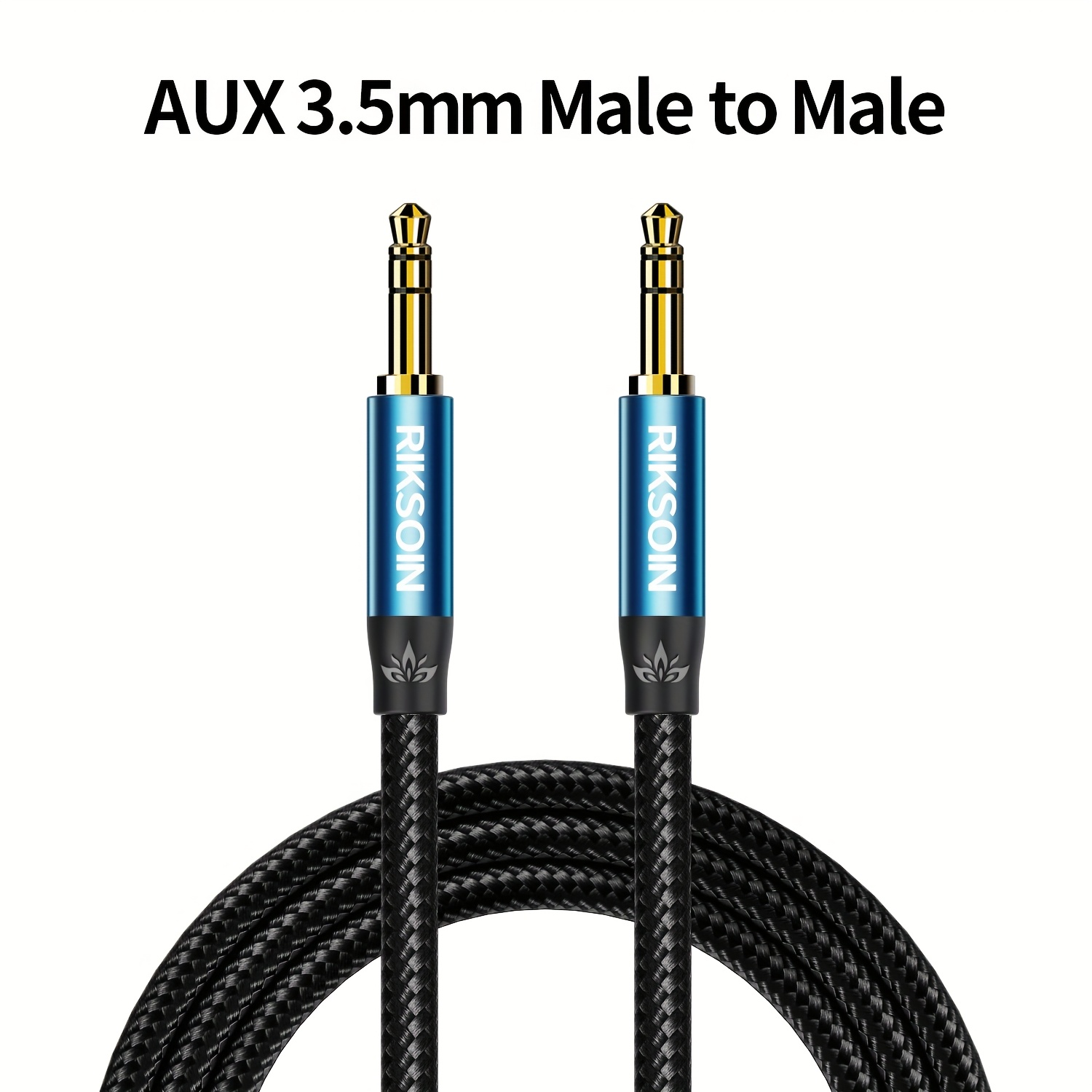 Image of Riksoin Premium 3.5mm Audio Cable - Nylon Braided Aux Cord, Male To Male For - Ideal For Headphones, Car Stereos, Home Speakers, Tablets