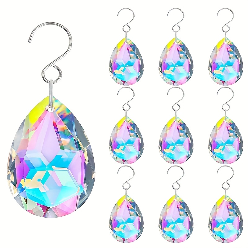10pcs 38mm Catchers, Teardrop Prism Rainbow Makers, Window Rainbow Ornaments, Crystal Chandelier Hanging Pendants For Weddings Day Decorations