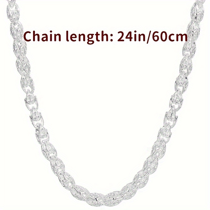 TEMU 925 Sterling Silver Bamboo Chain Necklace - Hypoallergenic, Nickel-free Fashion Jewelry For Men And Women - For Any Occasion