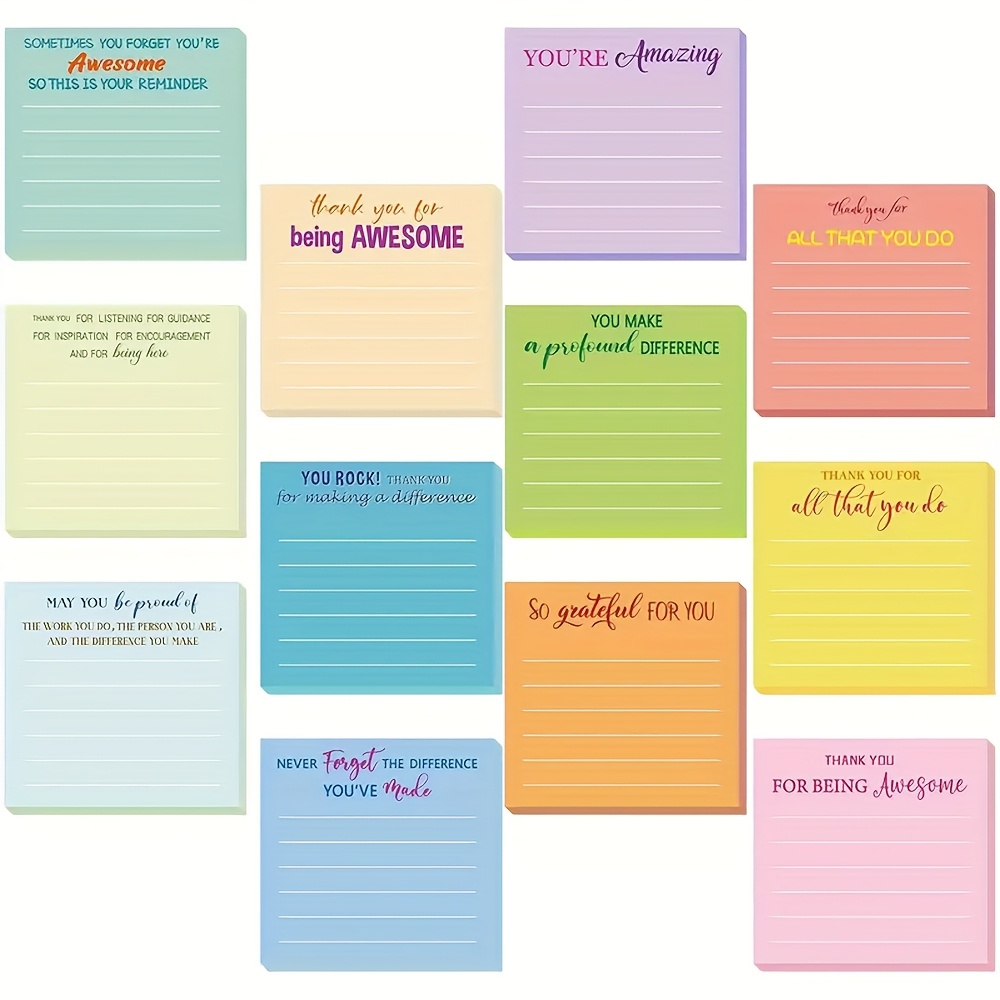 TEMU 12 stk Ansatte Takknemlighetsklistermærker Takkegaver Bulk Notepads med Sier Utvikler Gave Mini Pocket Inspirerende Notepads for Medarbeider