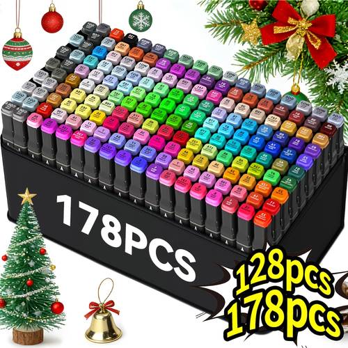 178 128 color dual tip marker set multi art use wide tip and fine tip design paper model coloring filling illustrations poster needs marker book suitable for painting highlighting writing