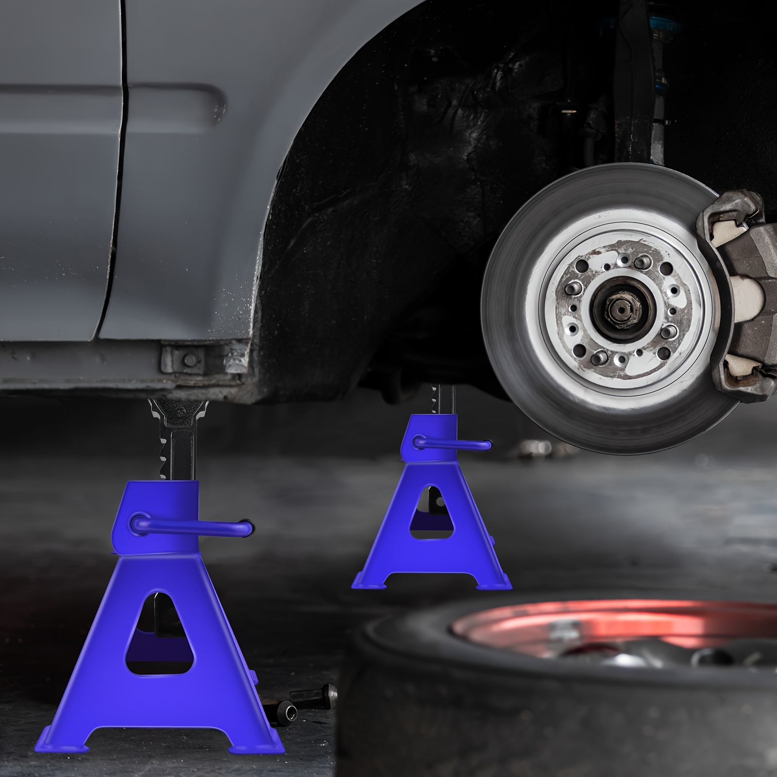 2x 3Ton Axle Stands, Heavy Duty Ratchet Type for Car