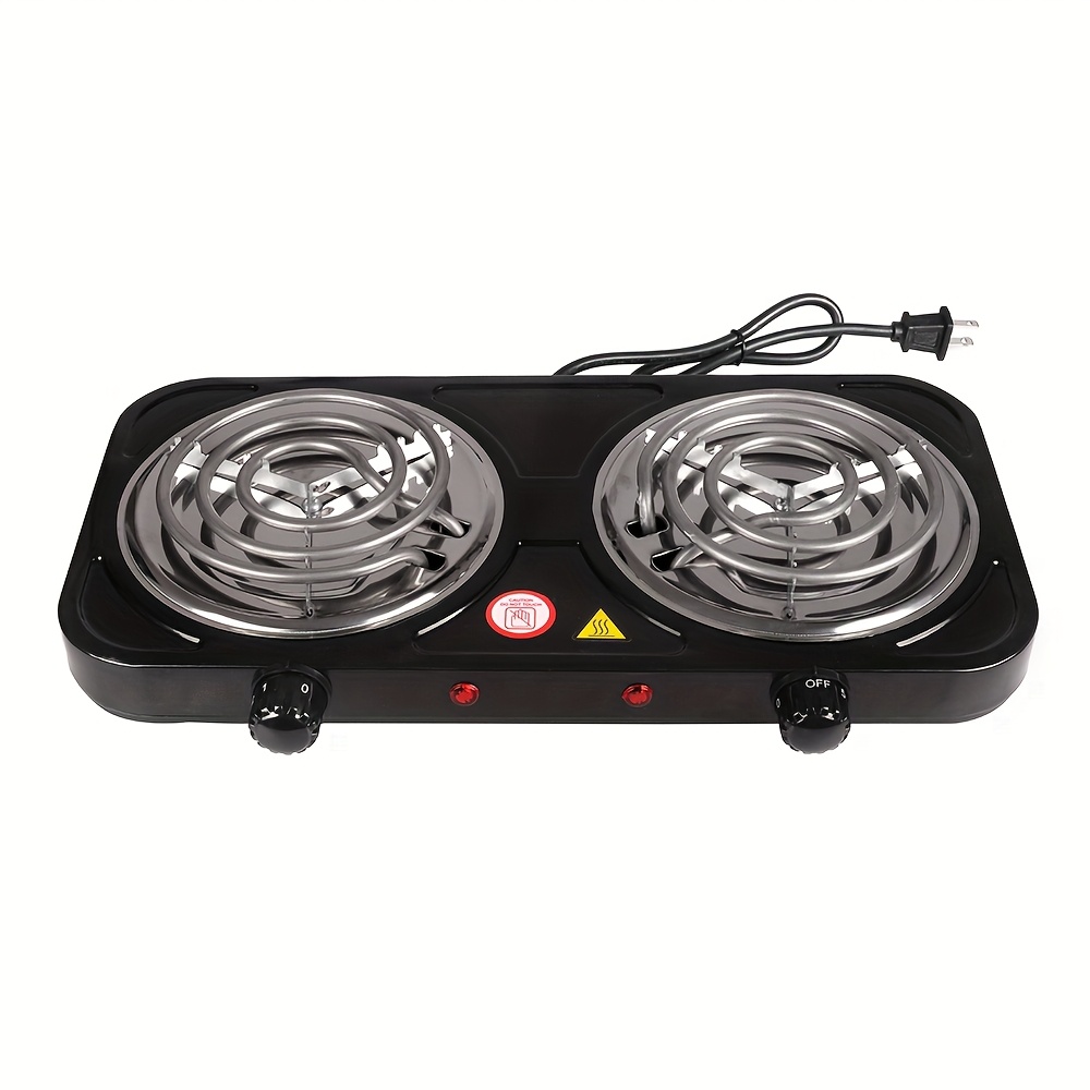 TEMU 2000w Electric Stove - 5-speed Adjustable Hot Plate, Double Burner For Home, Kitchen, Rv Kitchen Appliances