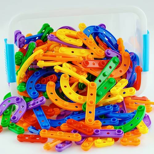 item picture childrens educational building block set random colors and random shapes interlocking construction block set creative block set straight and curved rods in shapes interlocking and assembling to create