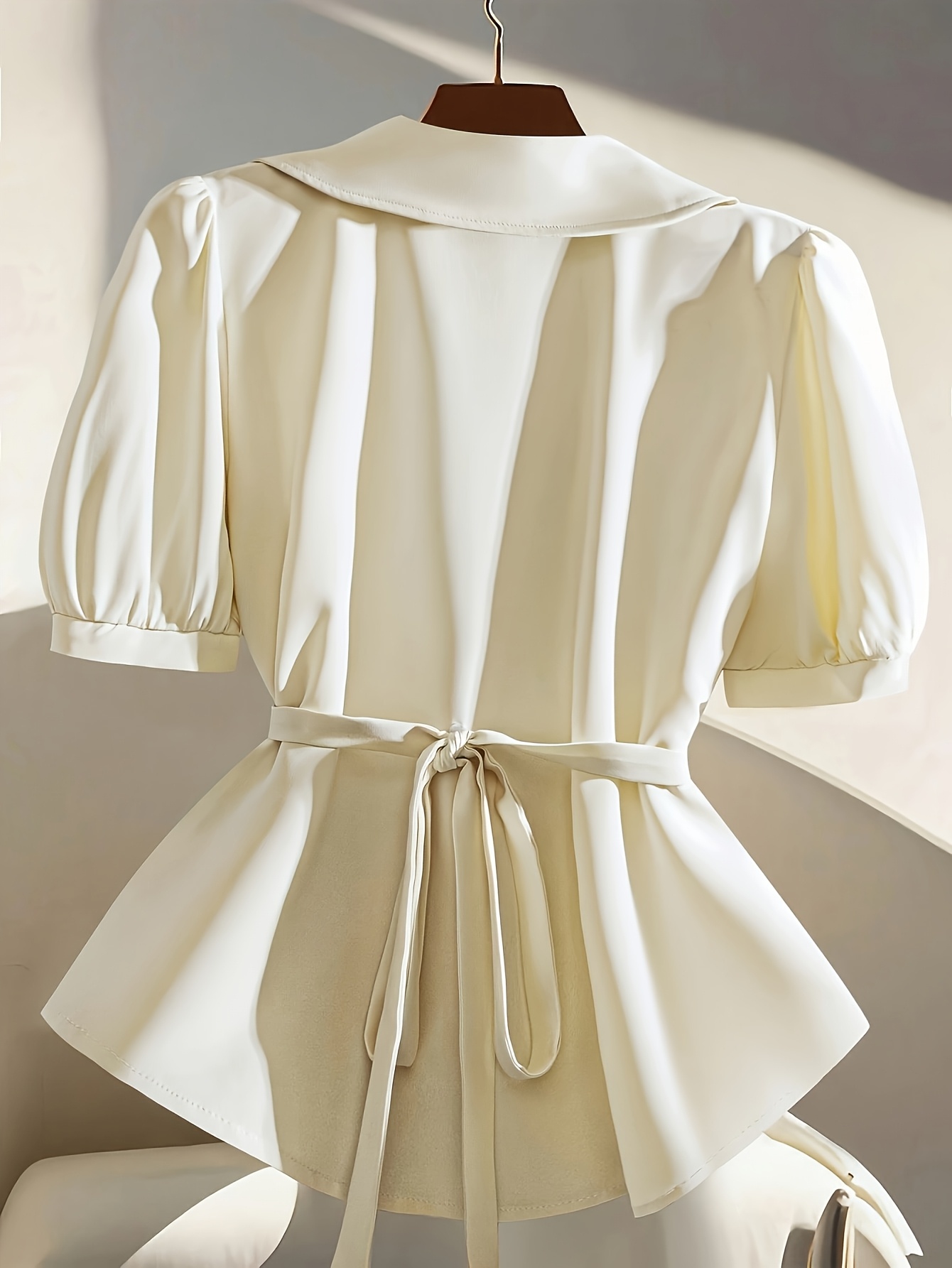 Pure Color Button Short Sleeve Shirt