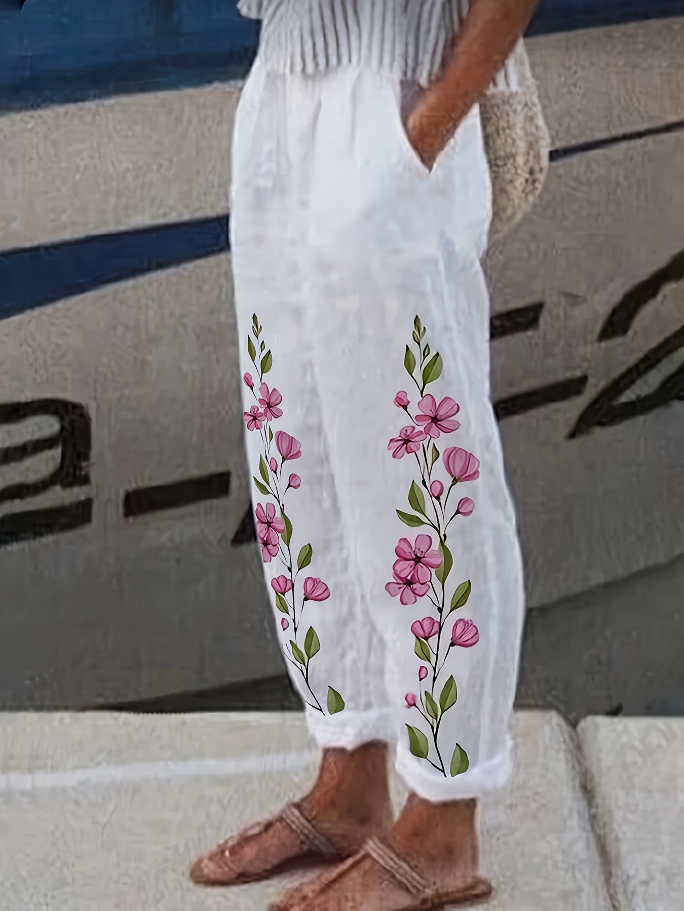 european and american trousers elegant   womens   in 2024 flower print