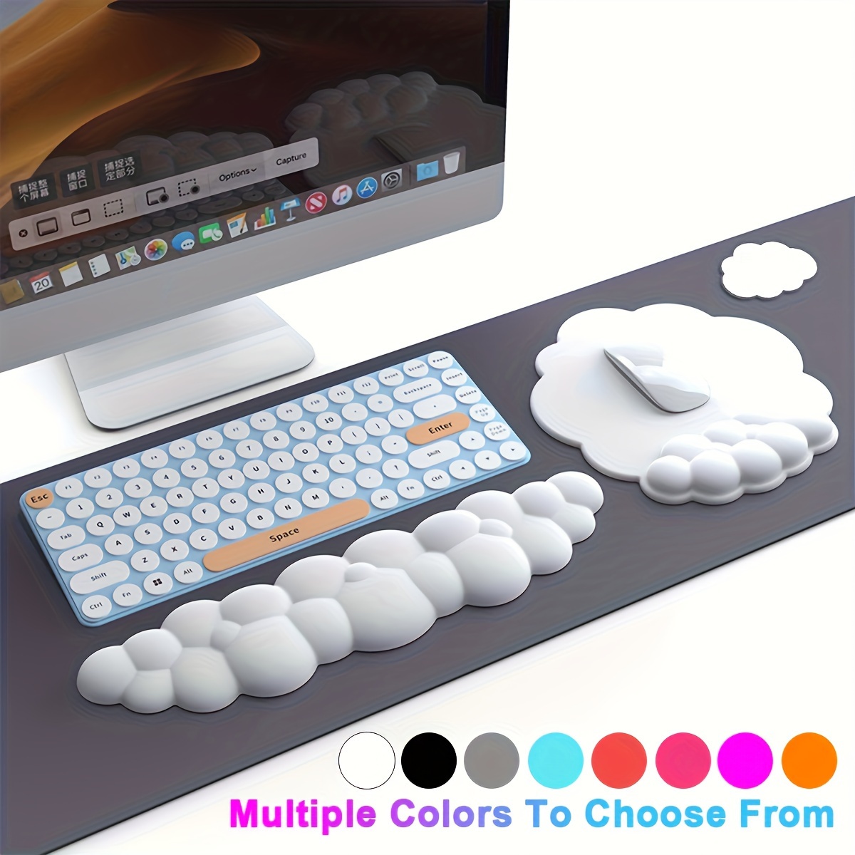 Almohadilla de reposamuñecas para teclado, almohadilla de ratón de espuma  viscoelástica, fibra Superfina para PC, ordenador, juegos, teclado