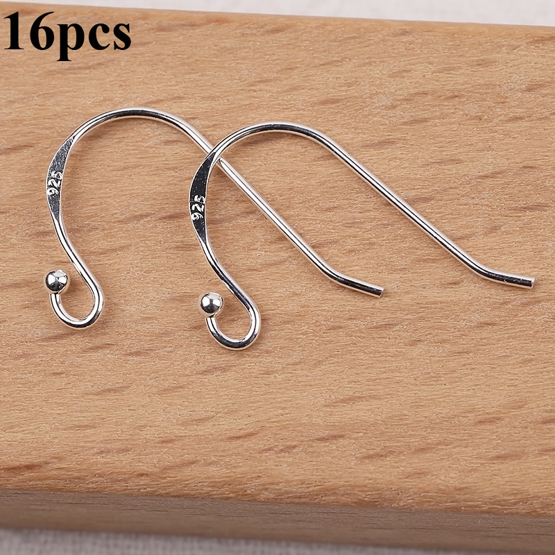 TEMU 8/16 pièces Crochets d'oreille en argent sterling 925 plaqué argent - Crochets d'étirement d'oreille, Boucles d'oreilles pendantes, Accessoires