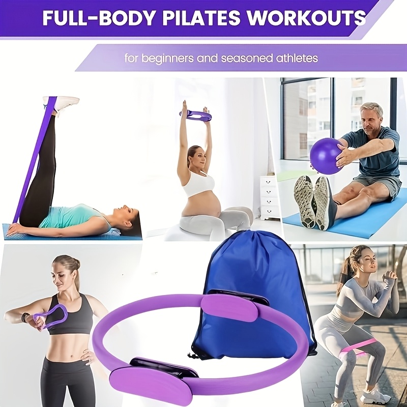 Set of 13 Purple Pilates And Yoga Tools | Professional Training Package | Enhances Core Strength And Flexibility | Home Workout Gear, Yoga Kits for Women, Pilates Equipment for Home Use.