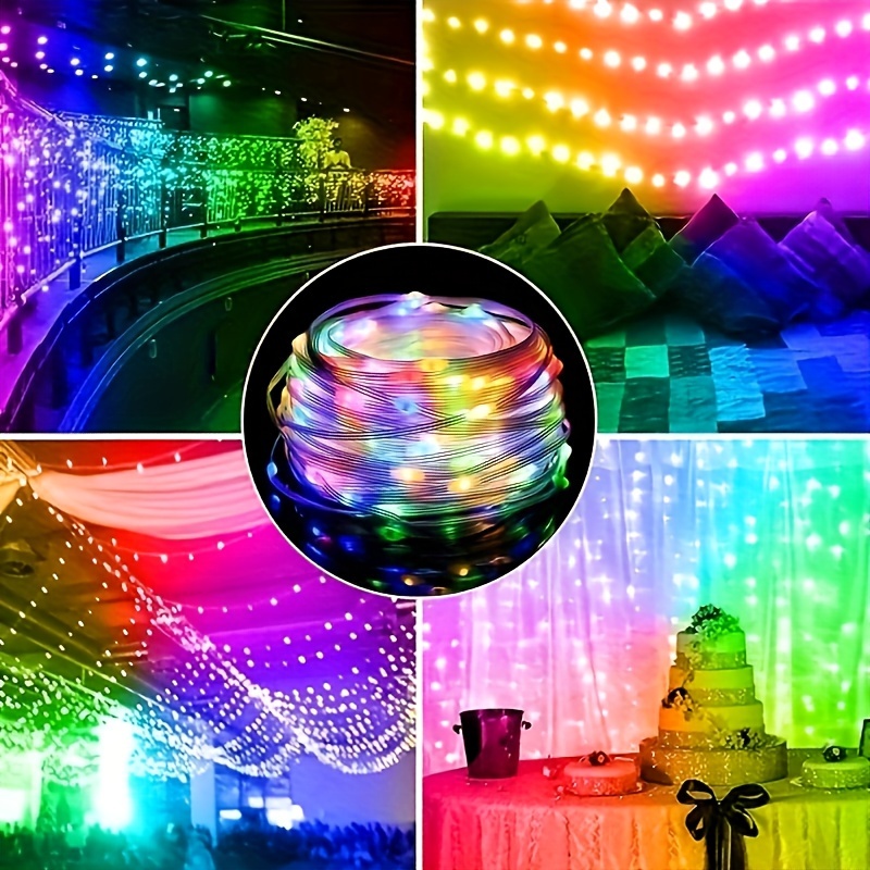 

2pc Outdoor Light Strip, Led Rope Lights Outdoor, Rgb Remote Control Fairy String Lights Plug In With 200 Leds, Super Durable For Bedroom Patio Christmas Tree Garden Yard Decor