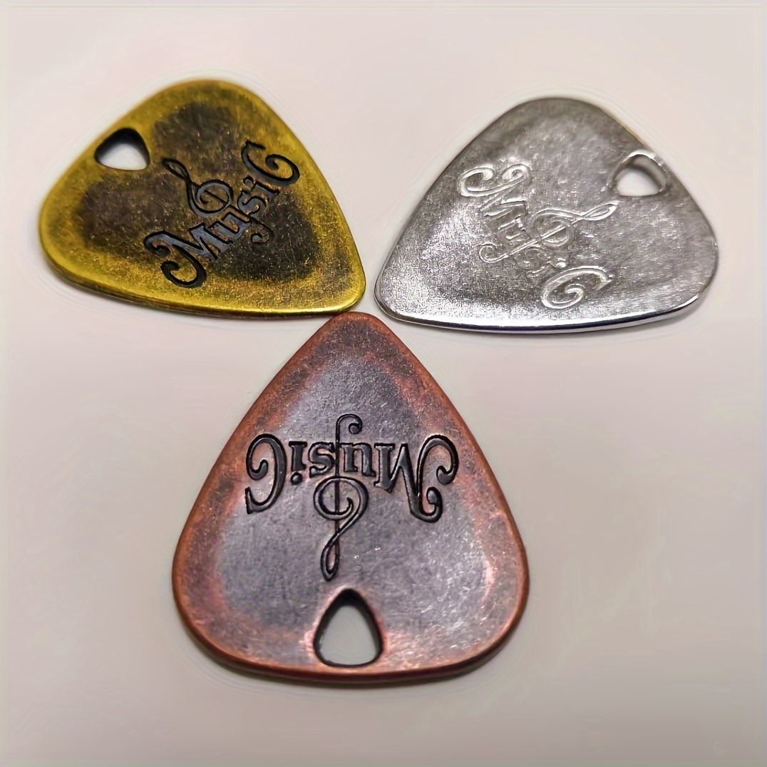 E-shop 3er-Set [3 Stück Rostfreie Gitarrenplektren] 3er-Pack Plektren aus Edelstahl-Zinklegierung, Metall-Shapnel, Rostfrei, Bronzefarben, Kompatibel