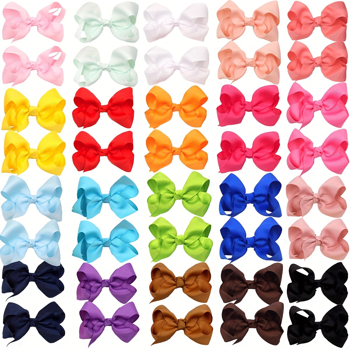 TEMU 40pcs 3 Inch Hair Bows For Girls Clips Grosgrain Hair Bow Alligator Clips For Girls Teens Toddlers Kids In Pairs