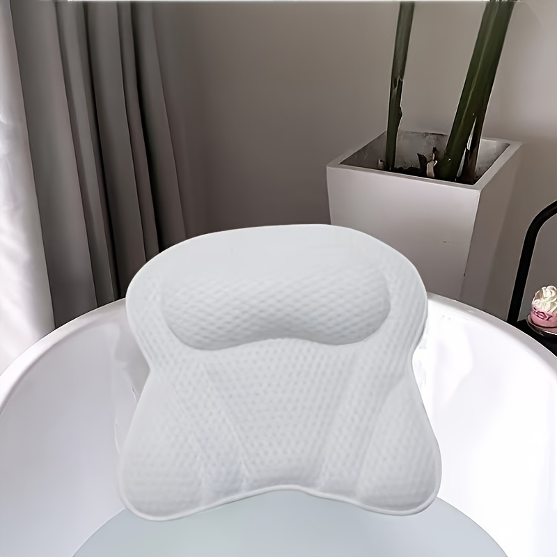 1pc Of 6 Suction Cup Mesh Non-slip Bathtub Pillows For Head, Neck And Back Support - Soft Bath Cushion Perfect For Spa & Tub Use