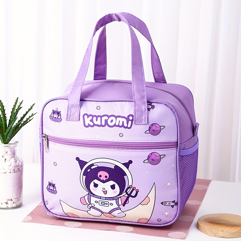 TEMU Kuromi, Hellokitty Lunch Box Bag, Insulated Lunch Bag, Large-capacity Lunch Box Bag, Storage Bag, Cartoon Theme Design Handbag, Suitable For