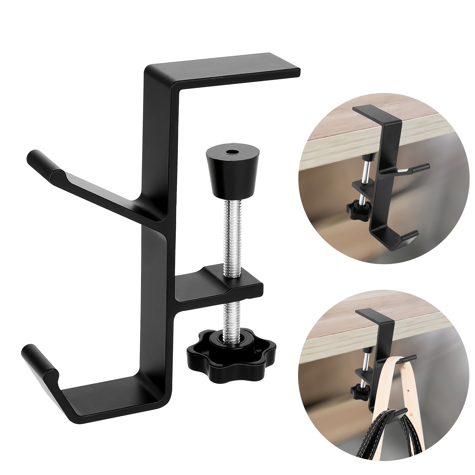 

Aluminum Headphone Hanger With Dual Hooks - Non-slip, Adjustable Under Desk Stand For Gaming Headsets & Accessories, Utility Hooks