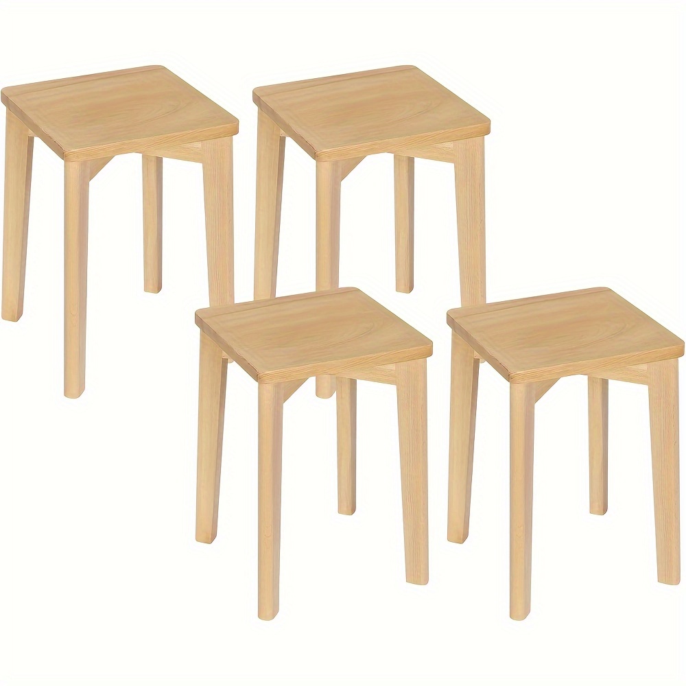 4pcs Solid Dining Chairs, Rectangular Stool, Chair Without Backrest, Seat Stool, Stool For Kitchen, Living Room, Bedroom, Office