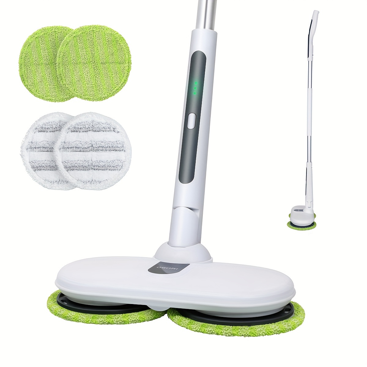 

Cordless Electric Spin Mops For Hardwood, Tile, Vinyl & Laminate Floors, Rechargeable Dual Spinning Scrubber Cleaner, 4 Reusable Microfiber Pads